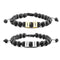 Pulsera de Acero Inoxidable con Piedra de Lava Negra Ajustable