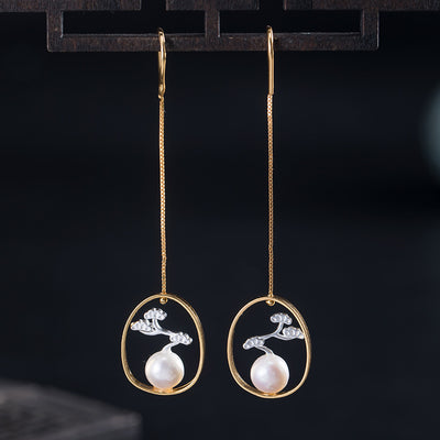 Aretes de Perla de Agua Dulce Plata 925 Estilo Retro - Image 9