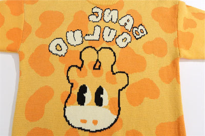 Suéter Holgado para Hombre con Cuello Redondo y Estampado Jirafa - Image 17