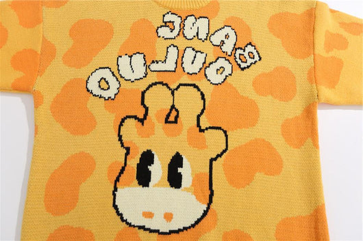 Suéter Holgado para Hombre con Cuello Redondo y Estampado Jirafa - Image 17