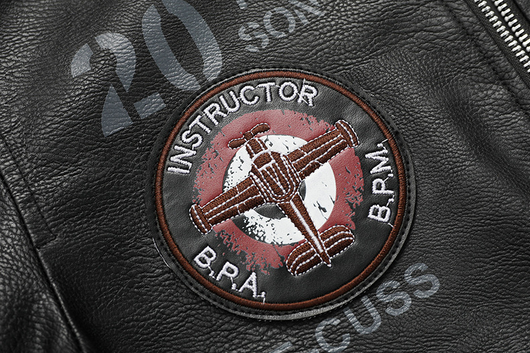 Chaqueta de Cuero para Hombre con Bordado en Solapa - Image 11