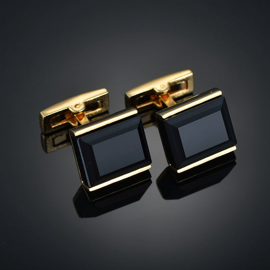 Gemelos de Camisa Francés Cuadriculado con Cristales de Diamante para Hombre - Image 4