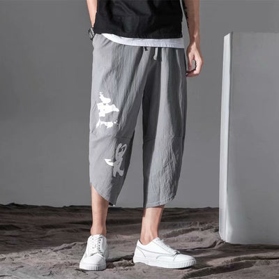 Pantalones Cropped Holgados Talla Grande Estilo Japonés para Hombre - Image 8