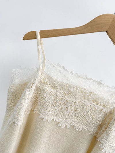 Suéter Suelto de Encaje Hombros Descubiertos para Mujer - Image 7