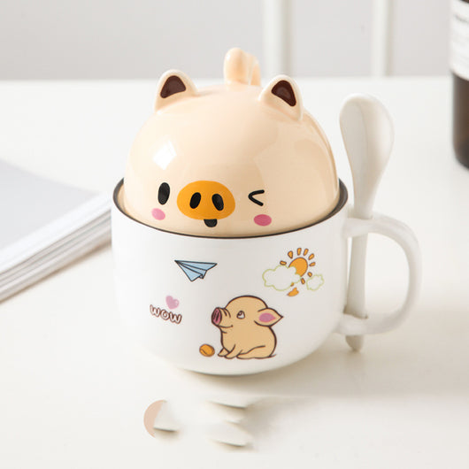 Taza de Oficina de Cerámica con Diseño Infantil, Tapa y Cuchara - Image 18