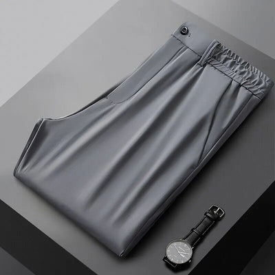 Pantalones Casuales para Hombre Ajuste Elástico Negocios Tela Ligera - Image 7