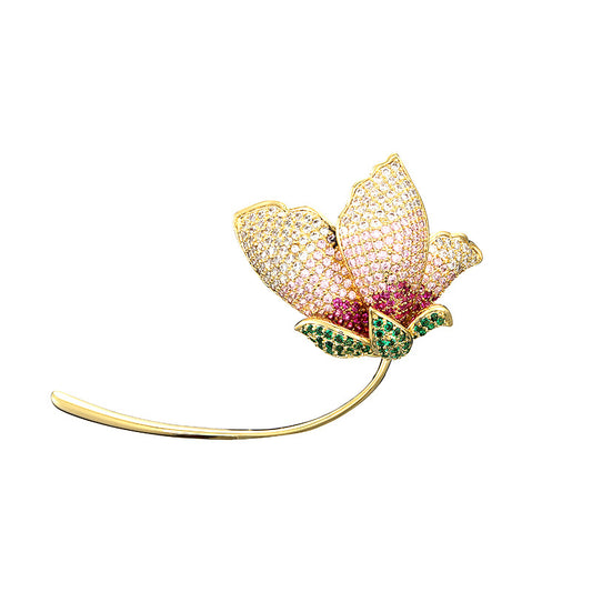 Broche de Traje Coreano Multicolor con Circonita - Alfiler Elegante para Blazer - Image 2