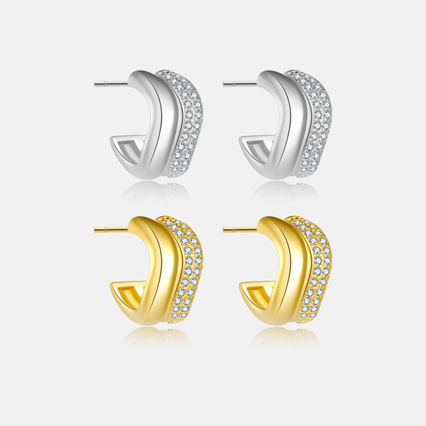 Aretes Círculo Geométrico en Plata Esterlina 925 para Mujer