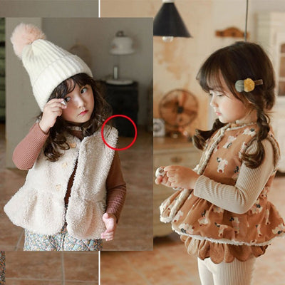Chaleco Reversible de Algodón Estampado en Felpa y Terciopelo para Niñas