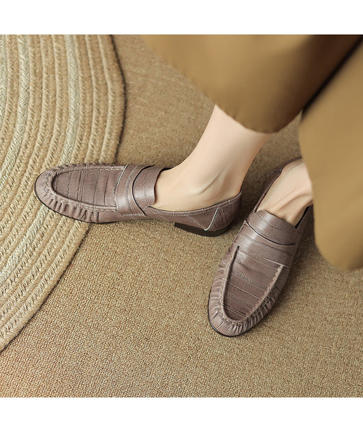 Mocasines Casuales de Cuero para Mujer con Pliegues Elegantes - Image 14