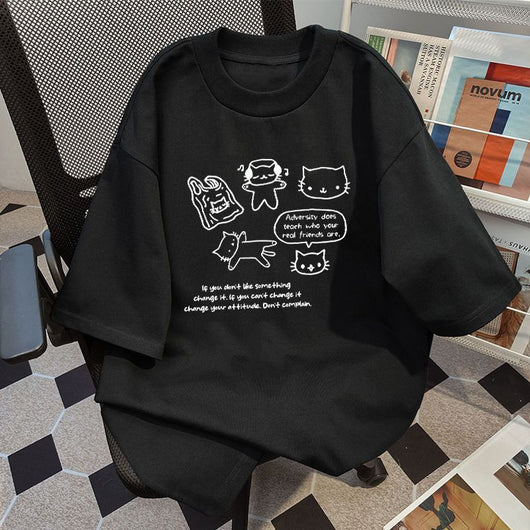 Camiseta Algodón Mujer Diseño Nicho Estampado Moderno