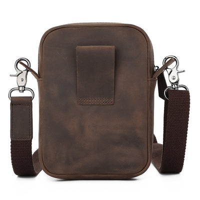 Bolsa Crossbody de Cuero para Teléfono y Accesorios - Diseño Asimétrico para Hombre - Image 3