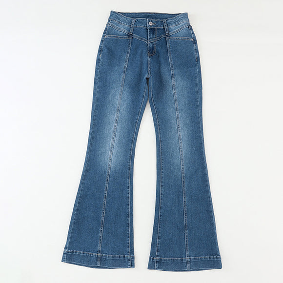 Pantalón Acampanado de Cintura Alta Estilo Casual para Mujer - Otoño