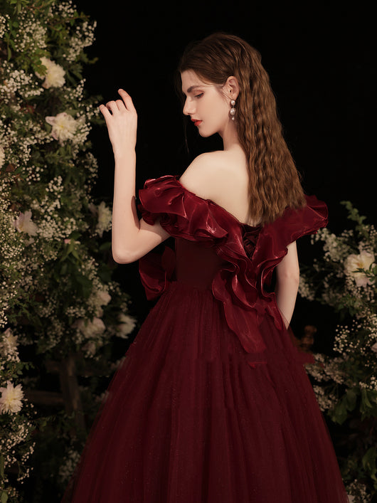 Vestido de Gala Grace Rojo Hombros Descubiertos - Image 8