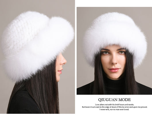 Gorro de Visón Trenzado para Mujer - Abrigo Elegante de Invierno - Image 23