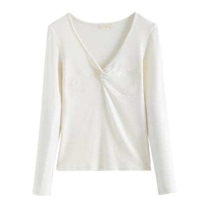 Blusa Elegante Escote Profundo con Nudo y Manga Larga - Image 5
