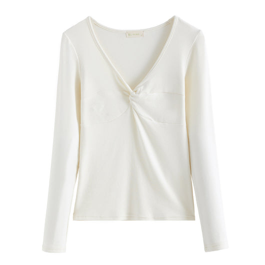Blusa Elegante Escote Profundo con Nudo y Manga Larga - Image 5