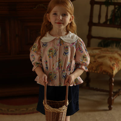 Blusa Infantil Blanca con Solapa y Estampado Floral - Image 15