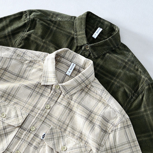 Camisa Casual de Cuadros en Pana de Algodón para Hombre - Image 5