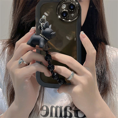 Funda Protectora para Teléfono con Diseño de Pulsera Negra Transparente