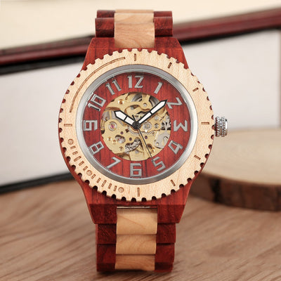Reloj Automático de Madera Bambú con Mecanismo de Engranajes Creativos - Image 11