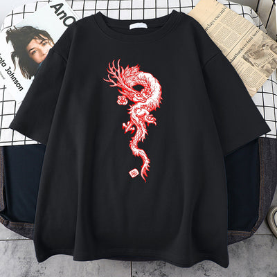Playera Hombre Dragón Japonés Estampado Minimalista