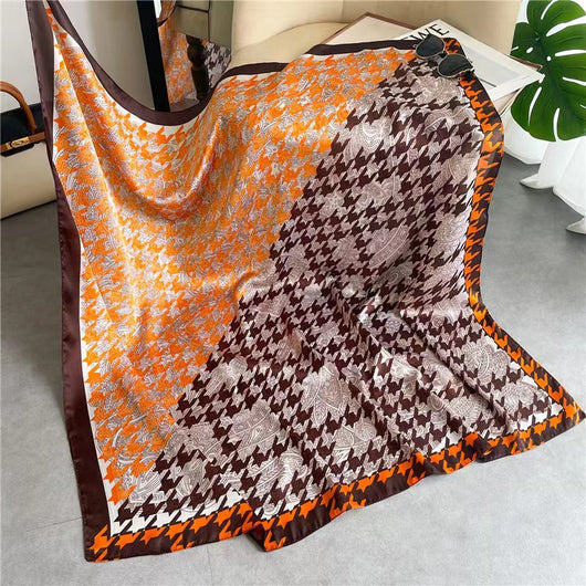 Pañuelo Cuadrado de Satén Estampado Cashew para Mujer - Image 38