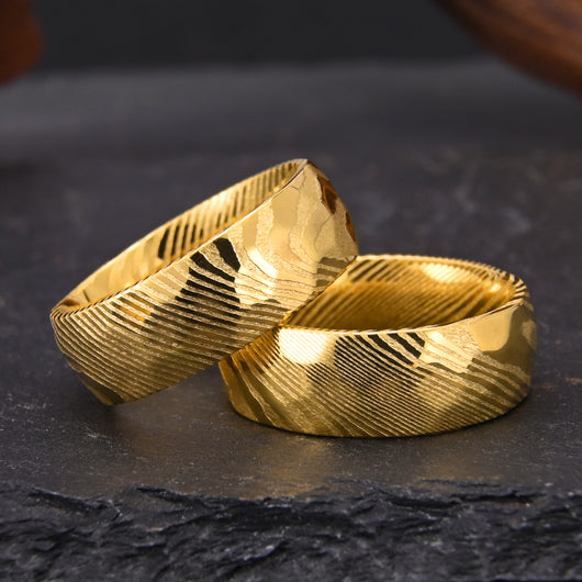 Anillo de Acero Damasceno Chapado en Oro 18K de 8mm - Image 7