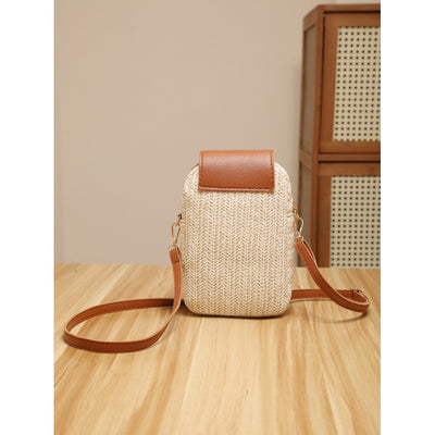 Bolsa para Teléfono de Paja con Perla y Borla Elegante - Image 4