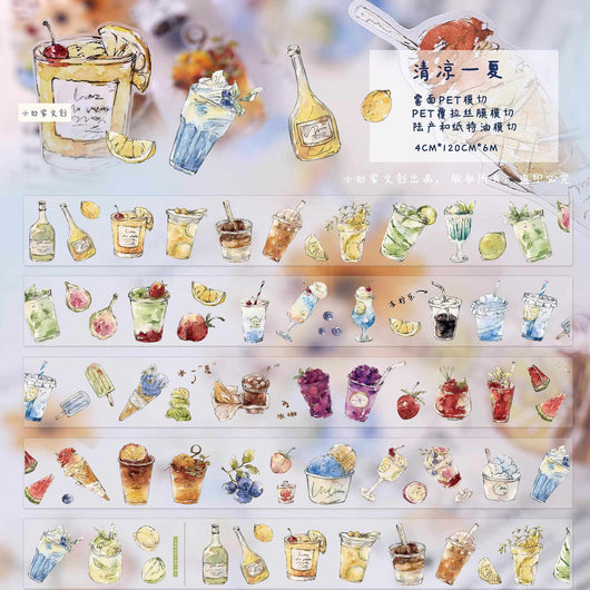Die-cut PET tape stickers featuring pastel hand-drawn stationery like binder clips, paper clips, notepads, and clothespins. - Image 14