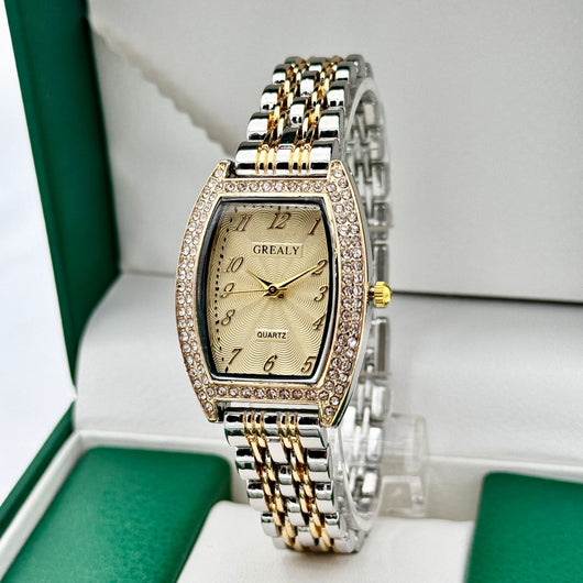 Reloj de Dama con Esfera de Barril Enchapado en Diamantes y Pulsera de Metal - Image 10
