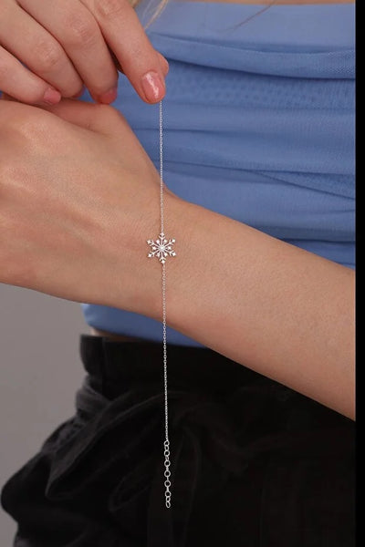 Pulsera de Plata 925 Copo de Nieve con Piedra de Circón Blanco - Image 3