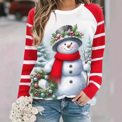 Suéter Largo para Mujer con Patrón de Muñeco de Nieve - Image 6