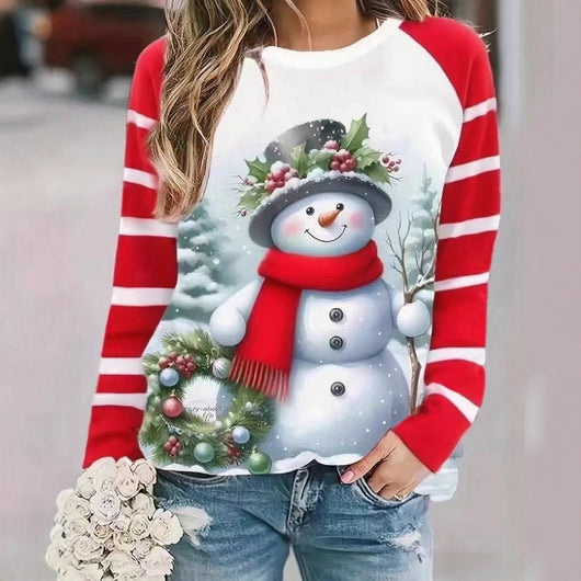Suéter Largo para Mujer con Patrón de Muñeco de Nieve - Image 6
