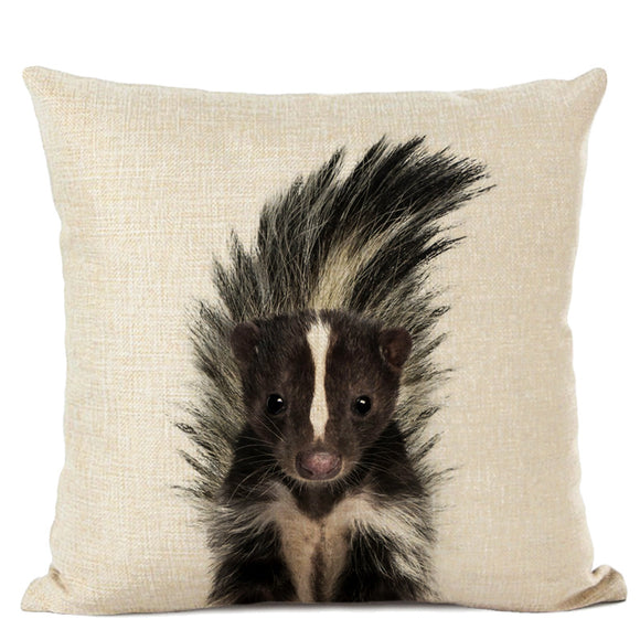 Funda de Almohada Lino con Diseño Animal - Loro y Venado