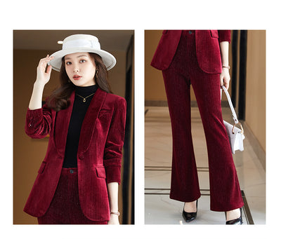 Conjunto Elegante de Terciopelo Dorado - Blusa Manga Corta y Pantalón - Image 8