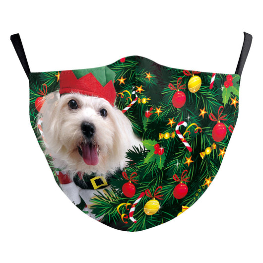 Christmas dust mask with a digital print of happy cats wearing festive Santa hats, elf hats, and mistletoe headbands. - Image 3