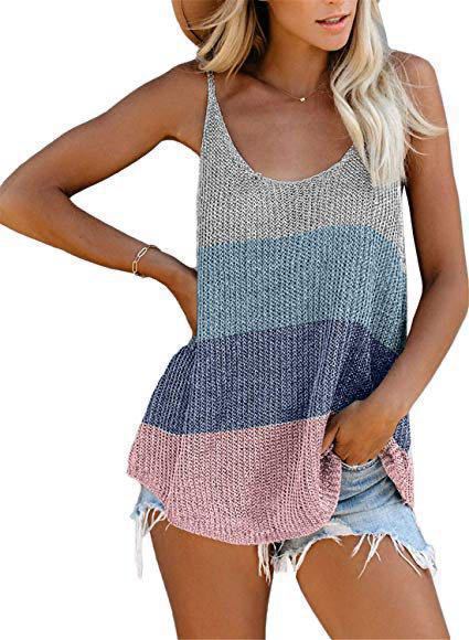 Blusa Suelta de Punto con Contraste de Colores y Cuello en U - Image 2