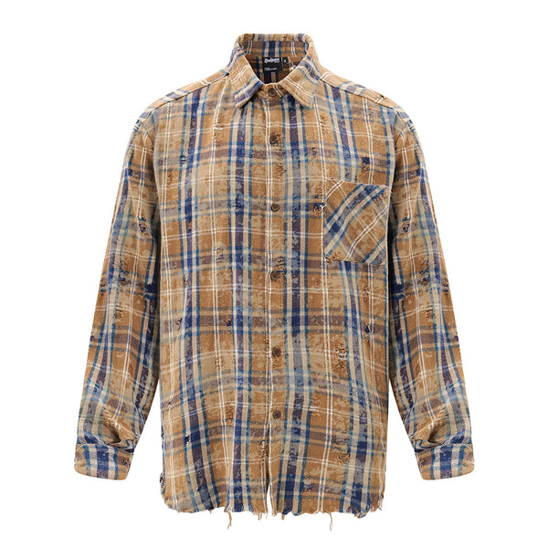 Camisa Tie-Dye Cuadros Manga Larga para Hombre