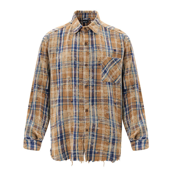 Camisa Tie-Dye Cuadros Manga Larga para Hombre