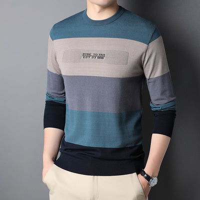 Suéter Cuello Redondo a Rayas para Hombre - Image 2