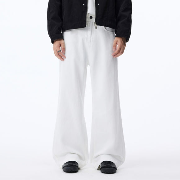 Jeans Negros Rectos con Forro Polar - Estilo Americano Casual para Otoño e Invierno