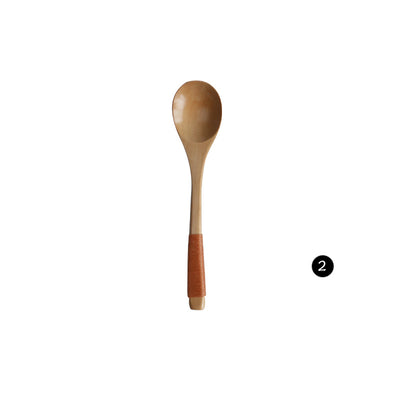 Juego de Cucharas y Tenedor de Bambú Natural para Cocina - Image 9