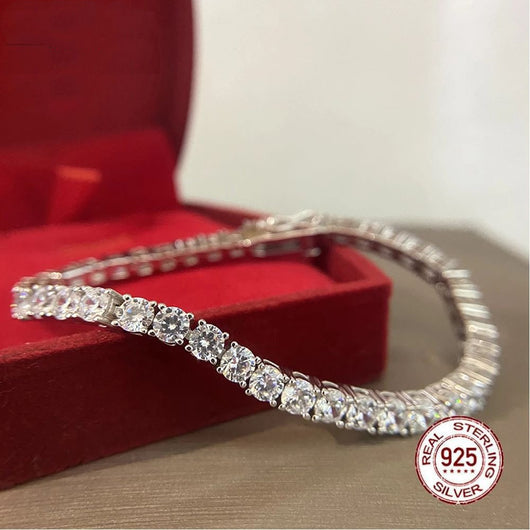 Pulsera de Plata S925 Cadena de Tenis 17-19cm Largo Ajustable - Image 4