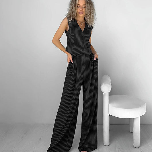 Chaleco V-Neck con Tirantes Anchos - Traje Casual Versátil - Image 3