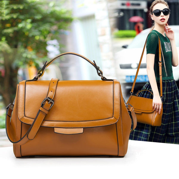 Bolsa de Cuero Genuino para Mujer - Crossbody Versátil