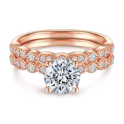 Anillo de Plata 925 con Diamante Simulado Chapado en Oro Rosa - Juego de Anillos de Moda Resistente al Deslustre - Image 15