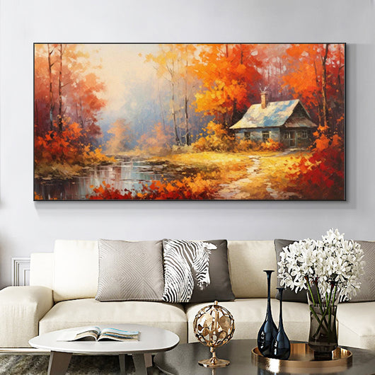 Cuadro Óleo Artesanal Árbol Naranja Paisaje Rural Decoración Farmhouse - Image 4