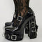 Zapatos Plataforma Punk para Mujer - Tacón Alto Grueso Talla Grande