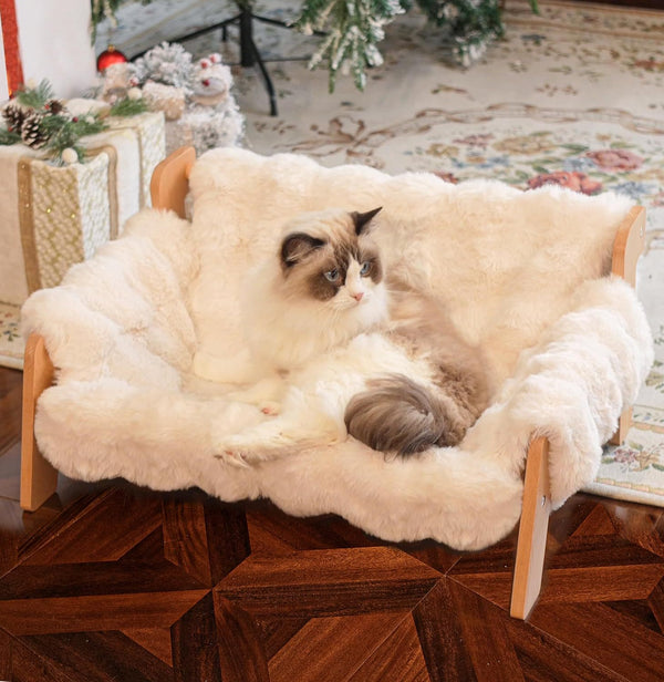 Sofá Cama para Gatos de Madera - Uso Todo el Año con Funda Removible